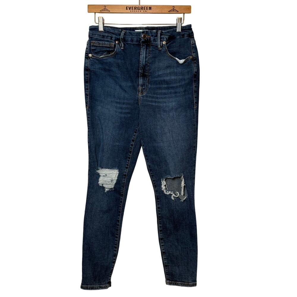 Good American Jeans Good Legs Crop Distressed Skinny Denim Women's Size 12/31 - Picture 9 of 10